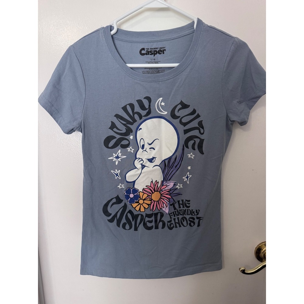 Casper The Friendly Ghost‎ Scary Cute Graphic Tee Blue Shirt Large L